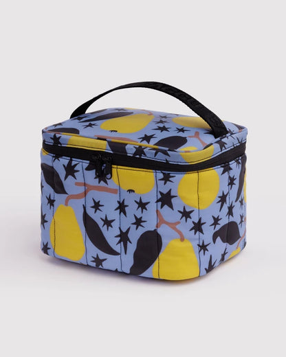 BAGGU Puffy Lunch Bag in Golden Pears quilted print with zip closure and handle - PABOOM