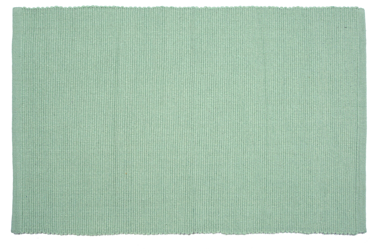 Solid light green rectangular rug on a white background