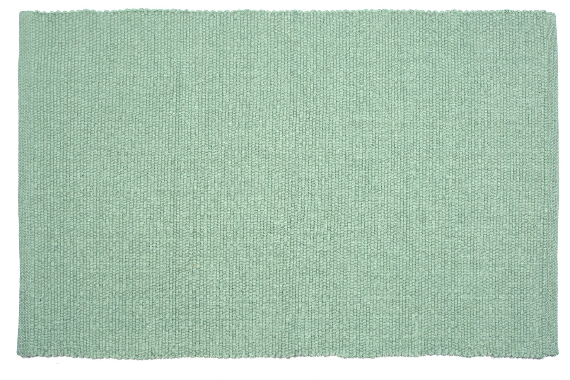 Solid light green rectangular rug on a white background