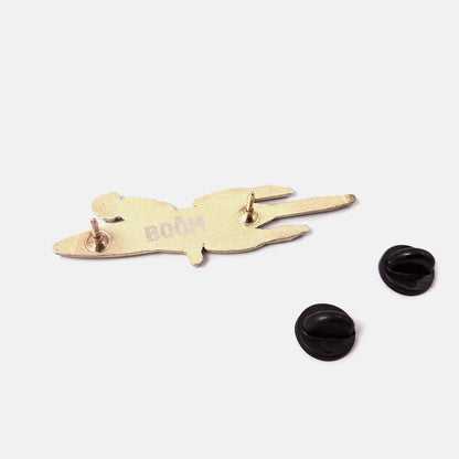 Close-up detail of Rocket Pin enamel finish and gold trim - PABOOM