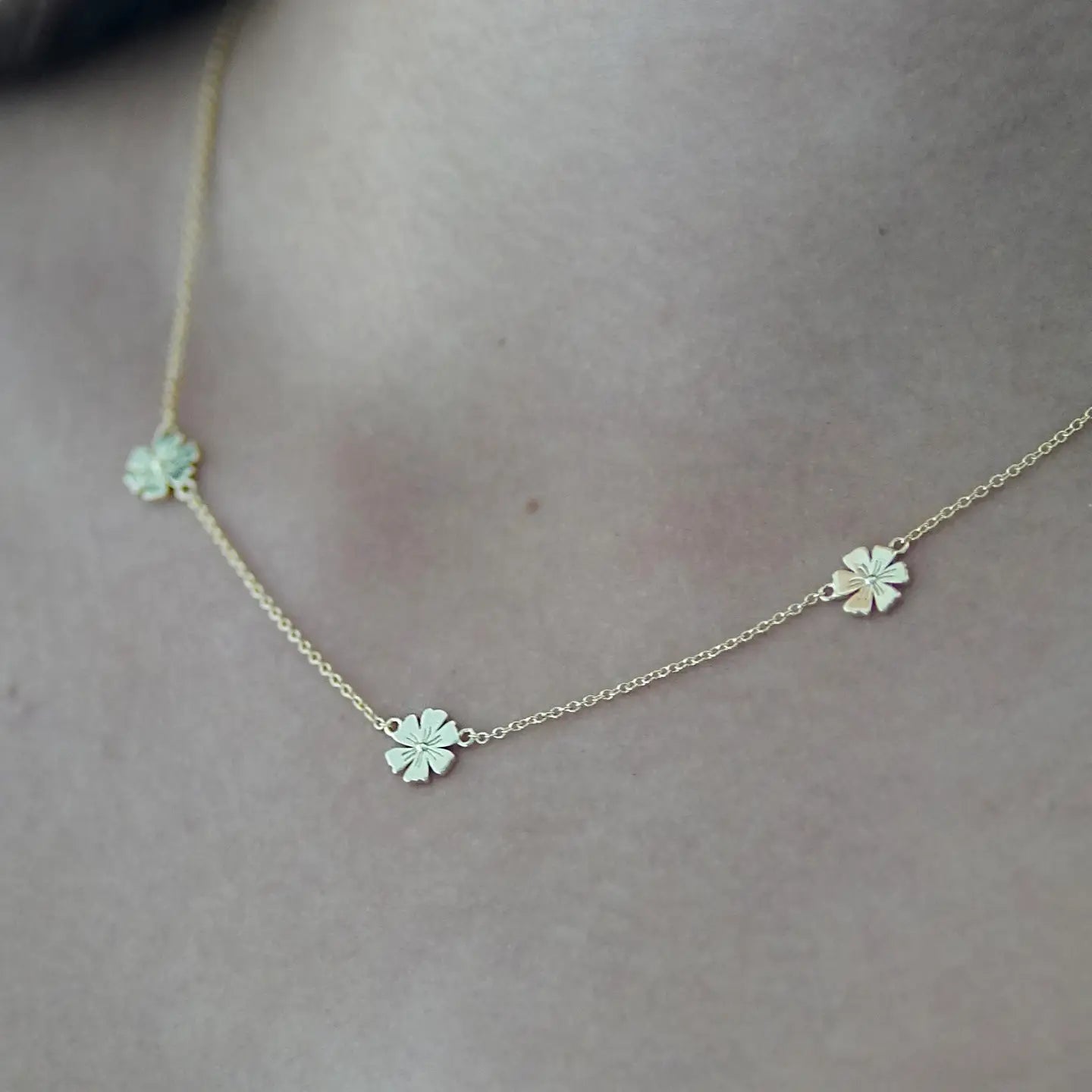 Triple Daisy Chain Necklace Silver