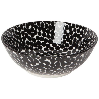 White porcelain bowl with a bold black anemone flower pattern covering the entire interior – PABOOM