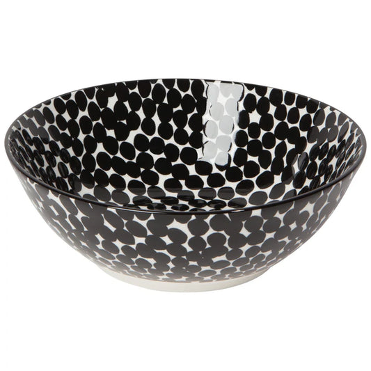 White porcelain bowl with a bold black anemone flower pattern covering the entire interior – PABOOM