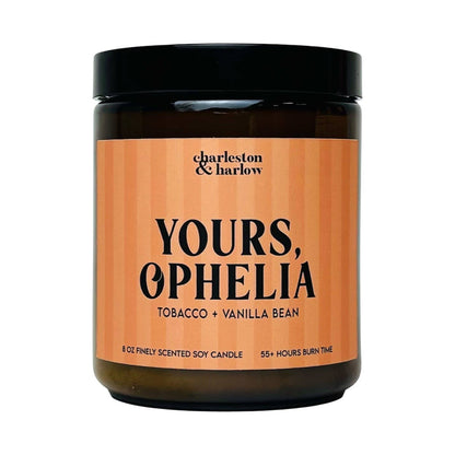 Charleston & Harlow Yours, Ophelia candle and box lineup lifestyle shot