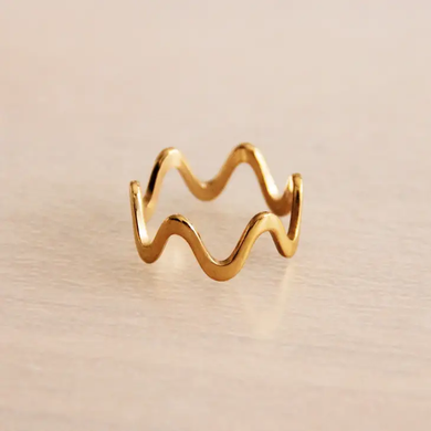 Gold Wave Ring, Stainless Sz7