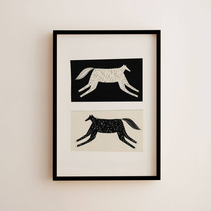 Black And White Horse Art Print