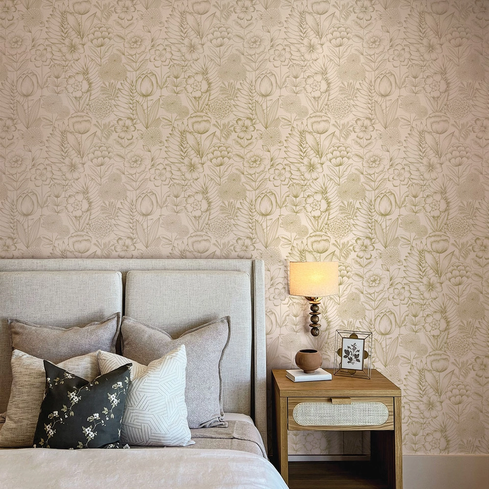 Homestead Floral Gold Peel and Stick Wallpaper, 28 sq. ft.