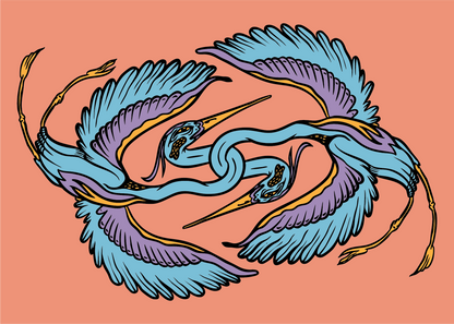 Heron Dance Print