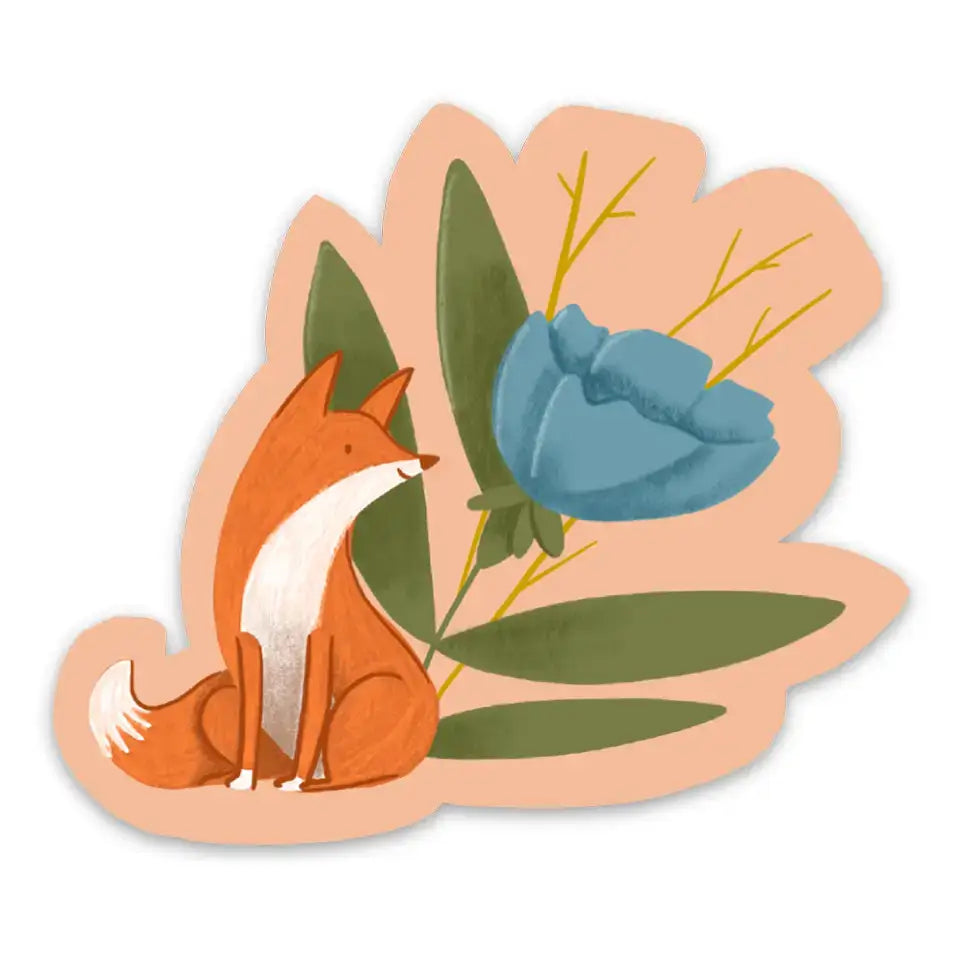 Fox and Flower Vinyl Sticker - PABOOM