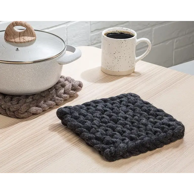 Abbott - Chunky Felt Trivet Square Charcoal 8in
