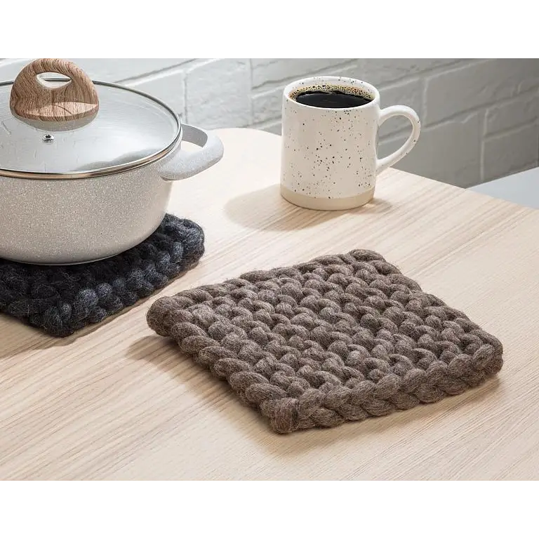 Abbott - Chunky Felt Trivet Square Taupe 8in