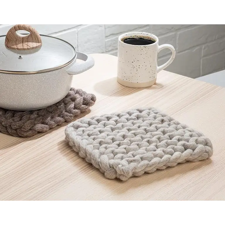 Chunky Square Felt Trivet Beige - PABOOM