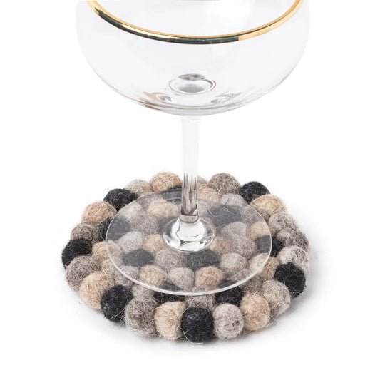 Felted Ball Coaster Taupe - PABOOM
