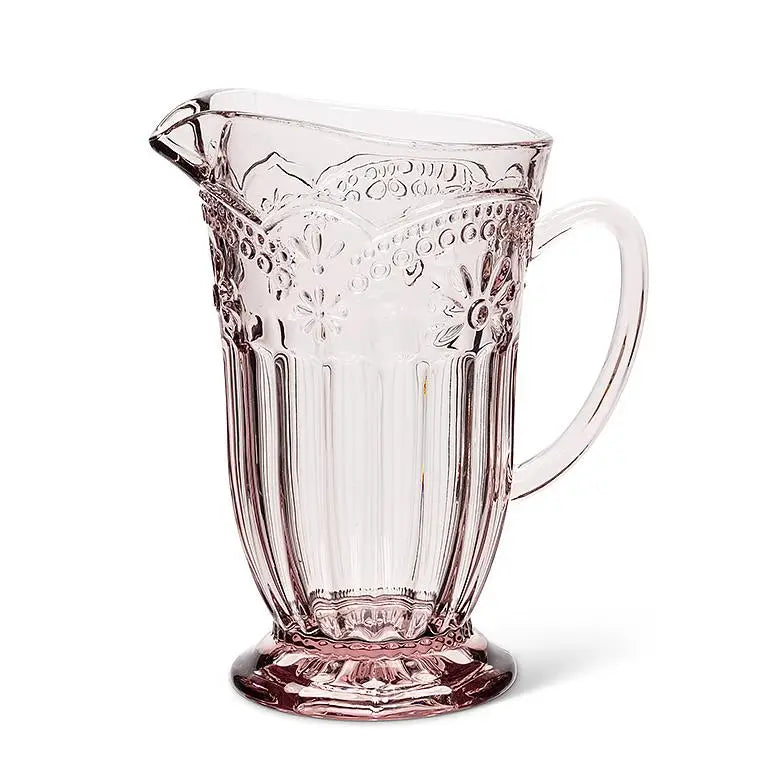 22oz pink flower jug pitcher with floral embossing and handle - PABOOM