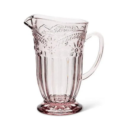 22oz pink flower jug pitcher with floral embossing and handle - PABOOM