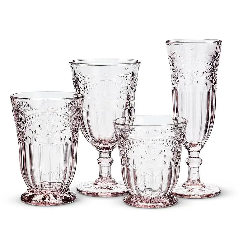 Abbott - Flower Wine Glass Pink 6.5’’H (8oz)