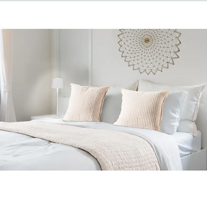 Kantha Overstitch Pillow Biege 20" - PABOOM