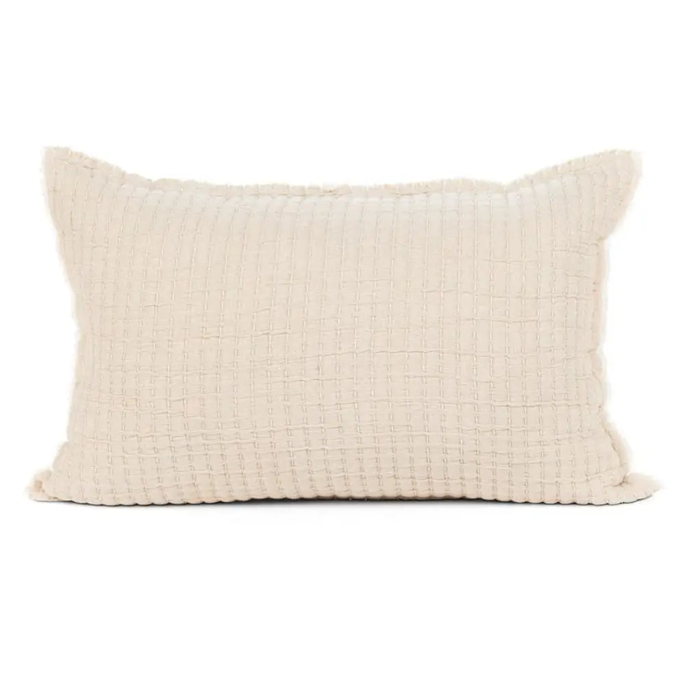 Kantha Overstitch Pillow Biege Long - PABOOM