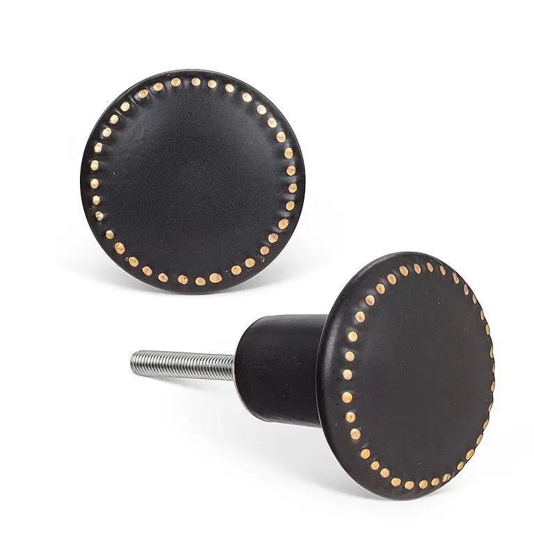 Matte Black Knob with Gold Dot Edge - PABOOM