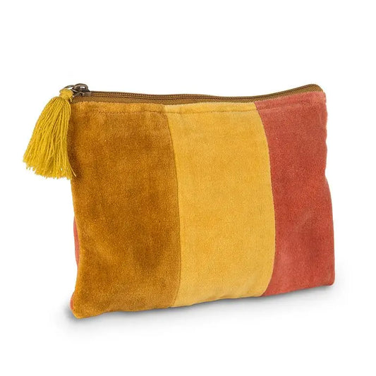 Abbott - Med Striped Velvet Pouch w/Tassel Gold