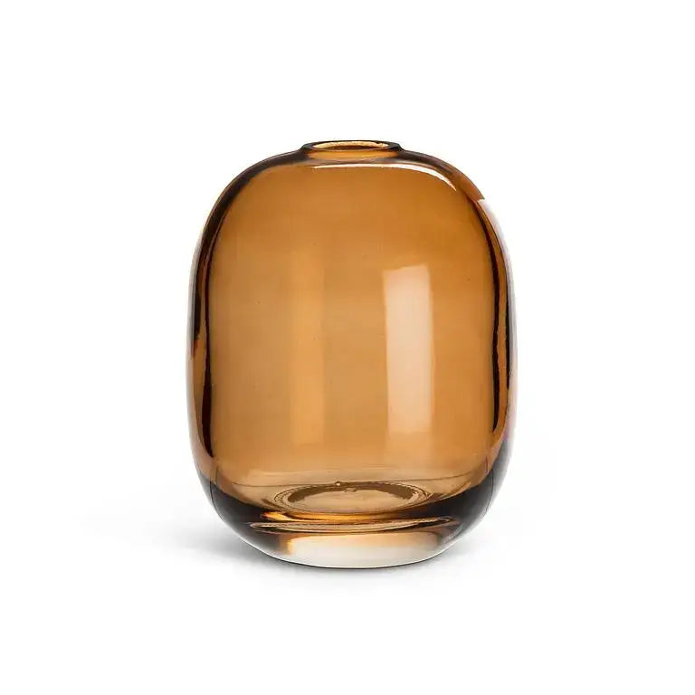 Abbott - Md Barrel Vase Dark Amber 4.5’’H