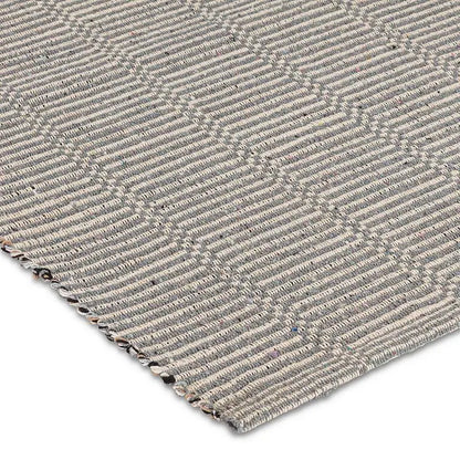 Close-up of multicolour broken stripe cotton mat – textured weave detail in neutral tones - PABOOM