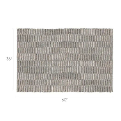 Broken stripe multicolour cotton mat shown with 36x60 inch dimensions – modern flatweave rug - PABOOM