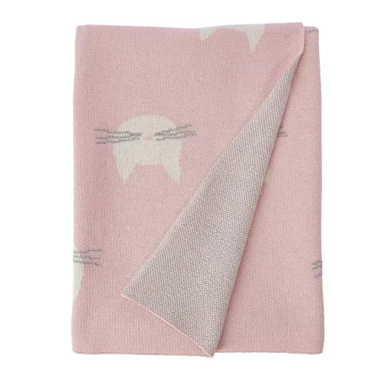Pink Cat Face Throw - PABOOM