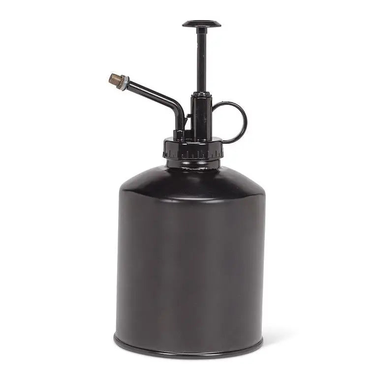 22oz black plant mister with pump and spout – galvanized steel and plastic - PABOOM