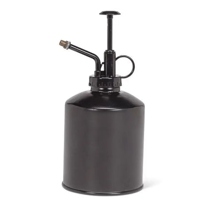 22oz black plant mister with pump and spout – galvanized steel and plastic - PABOOM