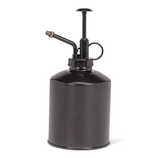 22oz black plant mister with pump and spout – galvanized steel and plastic - PABOOM