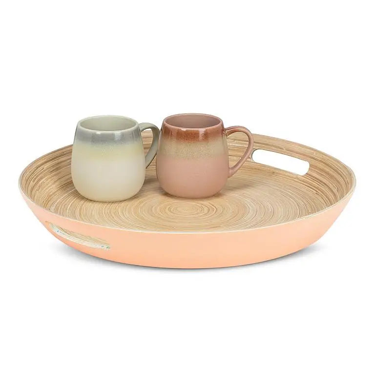 Round Bamboo Tray with Handles - Melon