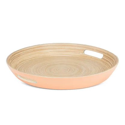 Round Bamboo Tray with Handles - Melon