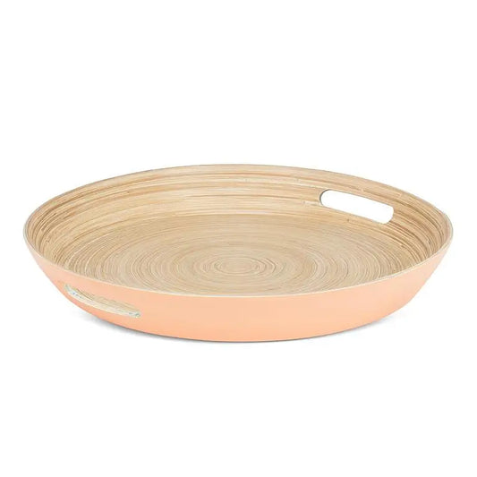 Round Bamboo Tray with Handles - Melon