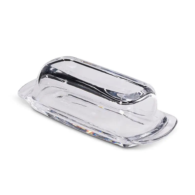 Clear glass butter dish with matching lid – classic 3x7.5 inch design for storage and serving - PABOOM