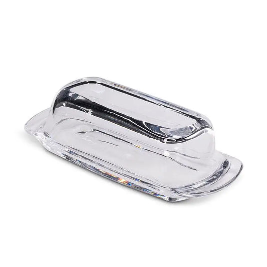 Clear glass butter dish with matching lid – classic 3x7.5 inch design for storage and serving - PABOOM