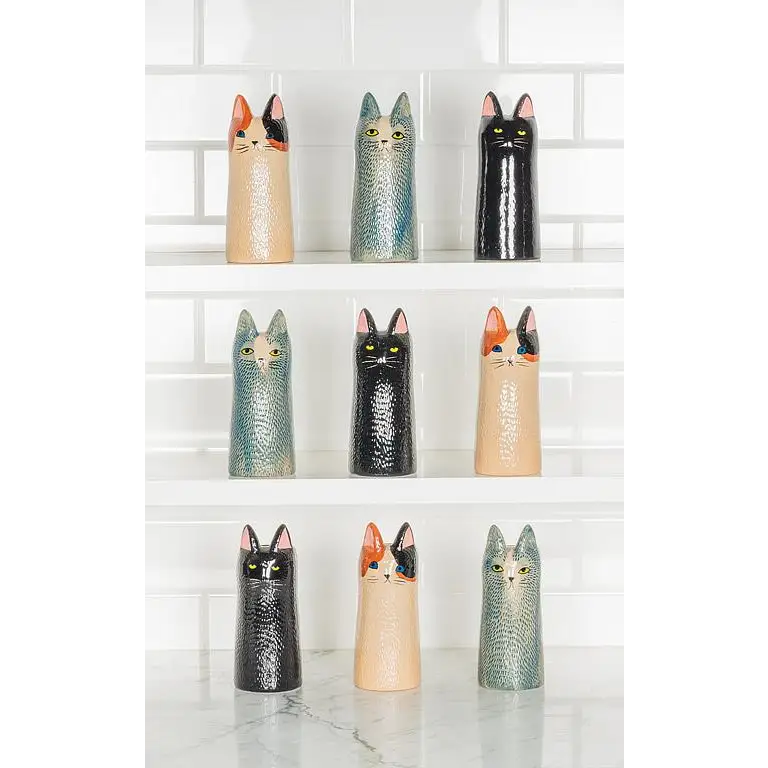 Abbott - Skinny Cat Vase Black 6’’H