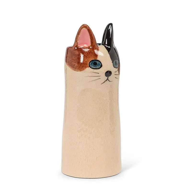 Abbott - Skinny Cat Vase Brown/White 6’’H
