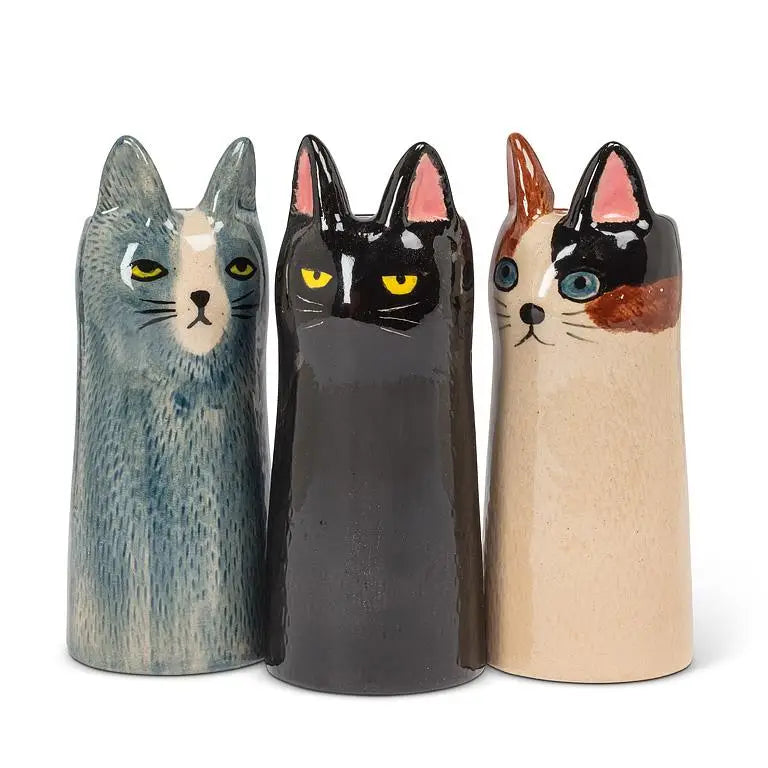 Abbott - Skinny Cat Vase Brown/White 6’’H