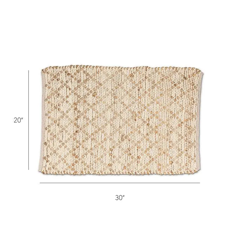 Abbott - Sm Diamond Weave Mat Ivory/Nat 20x30’’