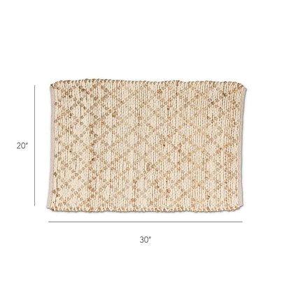 Abbott - Sm Diamond Weave Mat Ivory/Nat 20x30’’