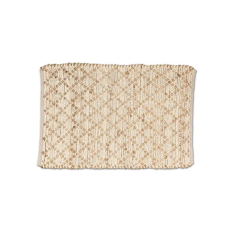 Abbott - Sm Diamond Weave Mat Ivory/Nat 20x30’’