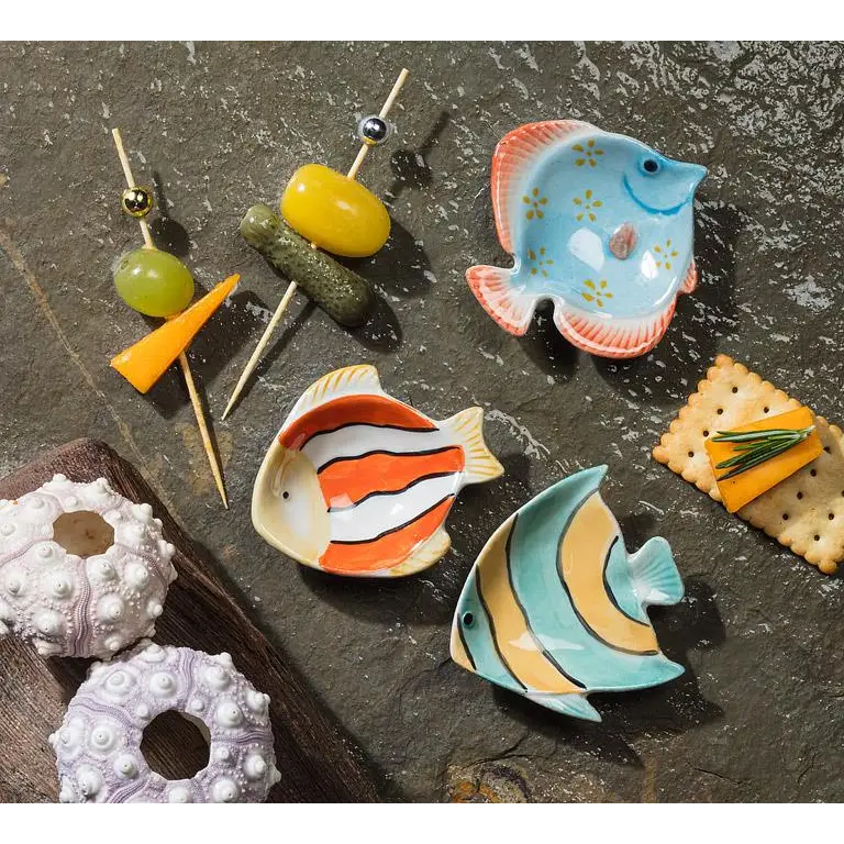 Abbott - Sm Fish Dish Turquoise/Orange 3’’L