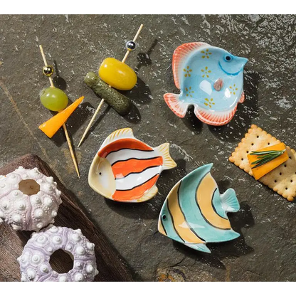 Abbott - Sm Fish Dish Turquoise/Orange 3’’L