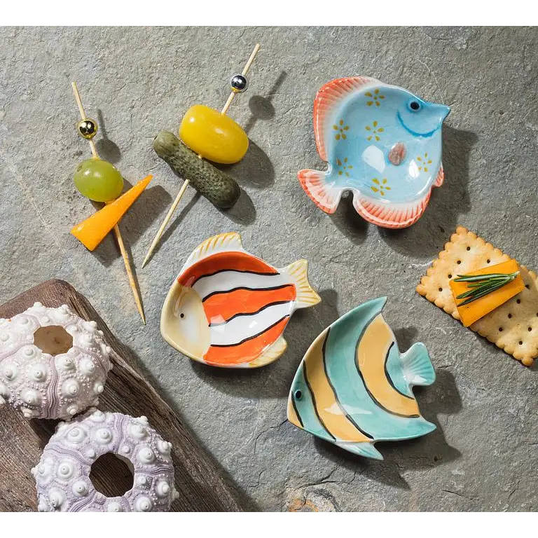 Abbott - Sm Fish Dish Turquoise/Orange 3’’L