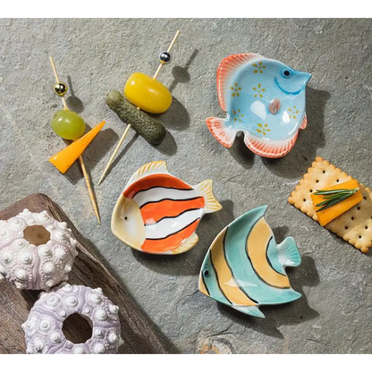 Abbott - Sm Fish Dish Turquoise/Orange 3’’L