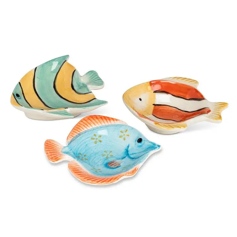 Abbott - Sm Striped Fish Dish Turquoise 3’’L