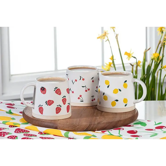 Abbott - Wide Base Mug w/Cherries 3.5’’H 14oz.