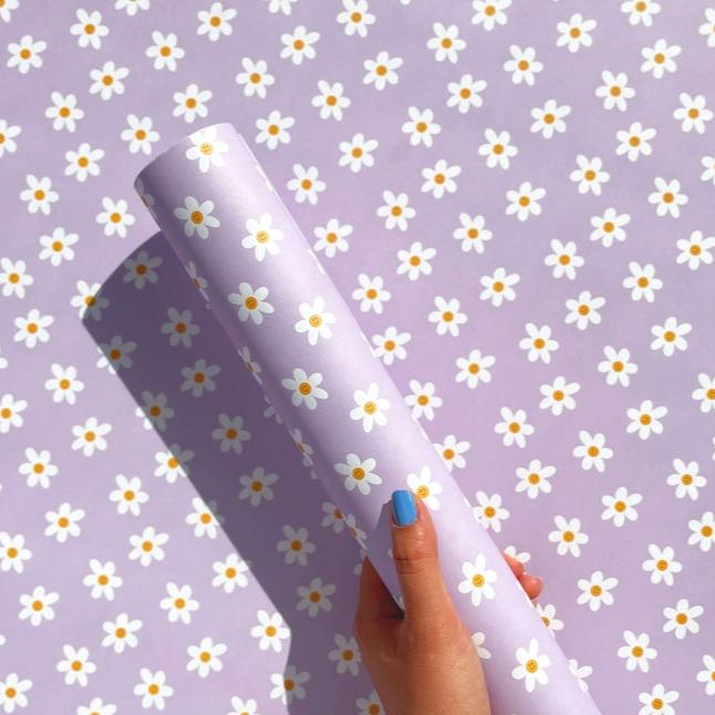 Lilac Daisy Birthday Wrapping Paper