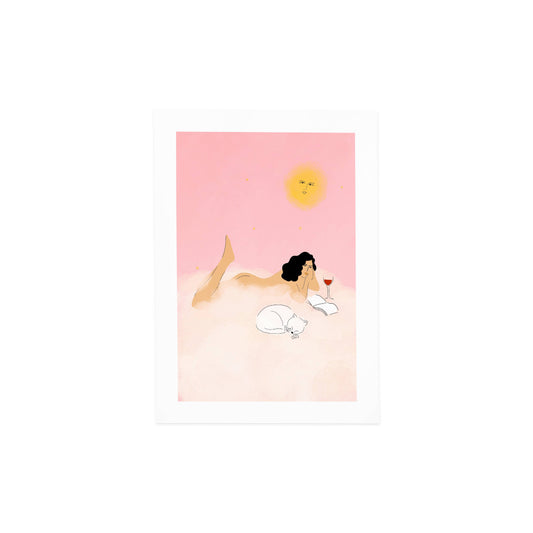 Clouds, Cat and Wine Art Print